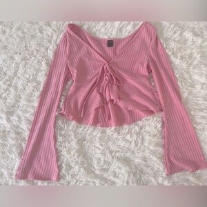 Flared pink crop top 🌸